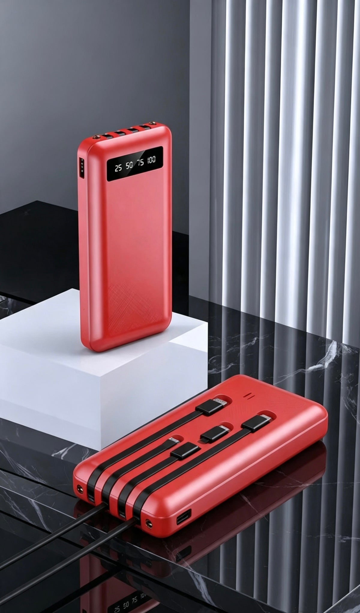 Mini Batterie Externe Fast-Charge – Pawer Bank Tout-en-Un avec Câbles Intégrés