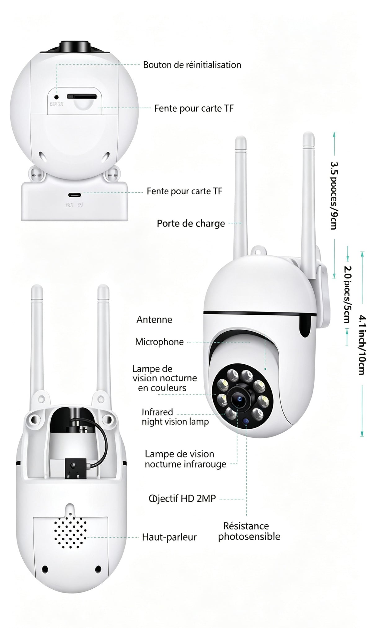 Caméra de Surveillance 360° WiFi – Vision Nocturne & Alarme Intelligente.