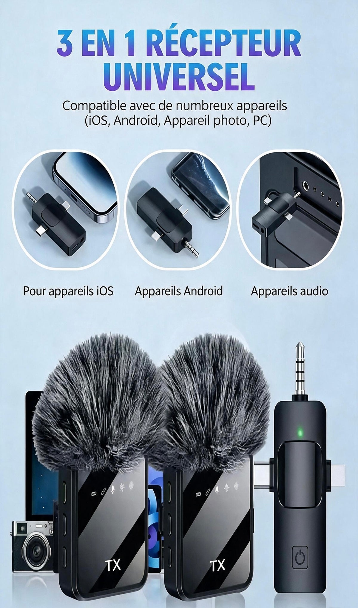 Double Micro Cravate Sans Fil F11-2 – Spécial Interview & Vlogging | reduction intelligente des bruits
