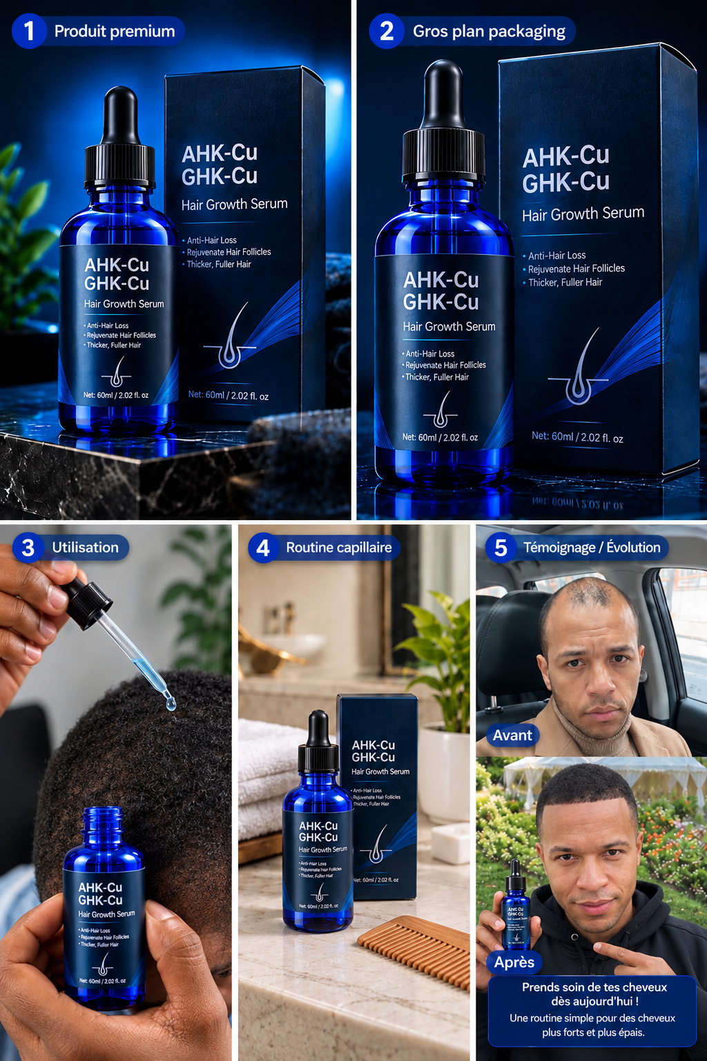 Sérum Capillaire Premium AHK-Cu & GHK-Cu – 30 ml