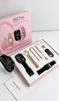 Coffret Cadeau Couple Premium A58 Plus – Montre Connectée, Montre Homme Dorée & Bijoux Femme (Plusieurs Couleurs)