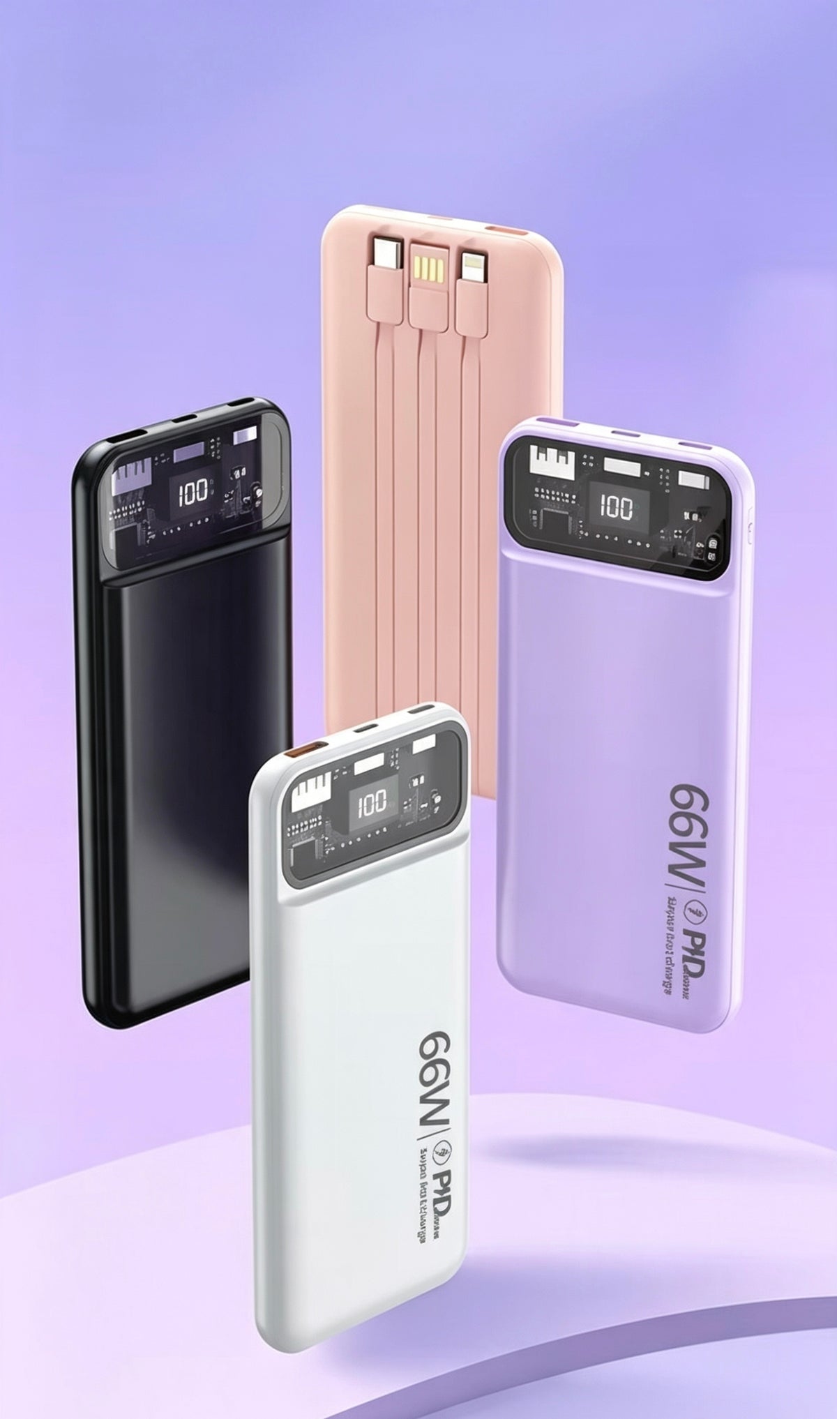 Mini Batterie Externe Fast-Charge – Pawer Bank Tout-en-Un avec Câbles Intégrés