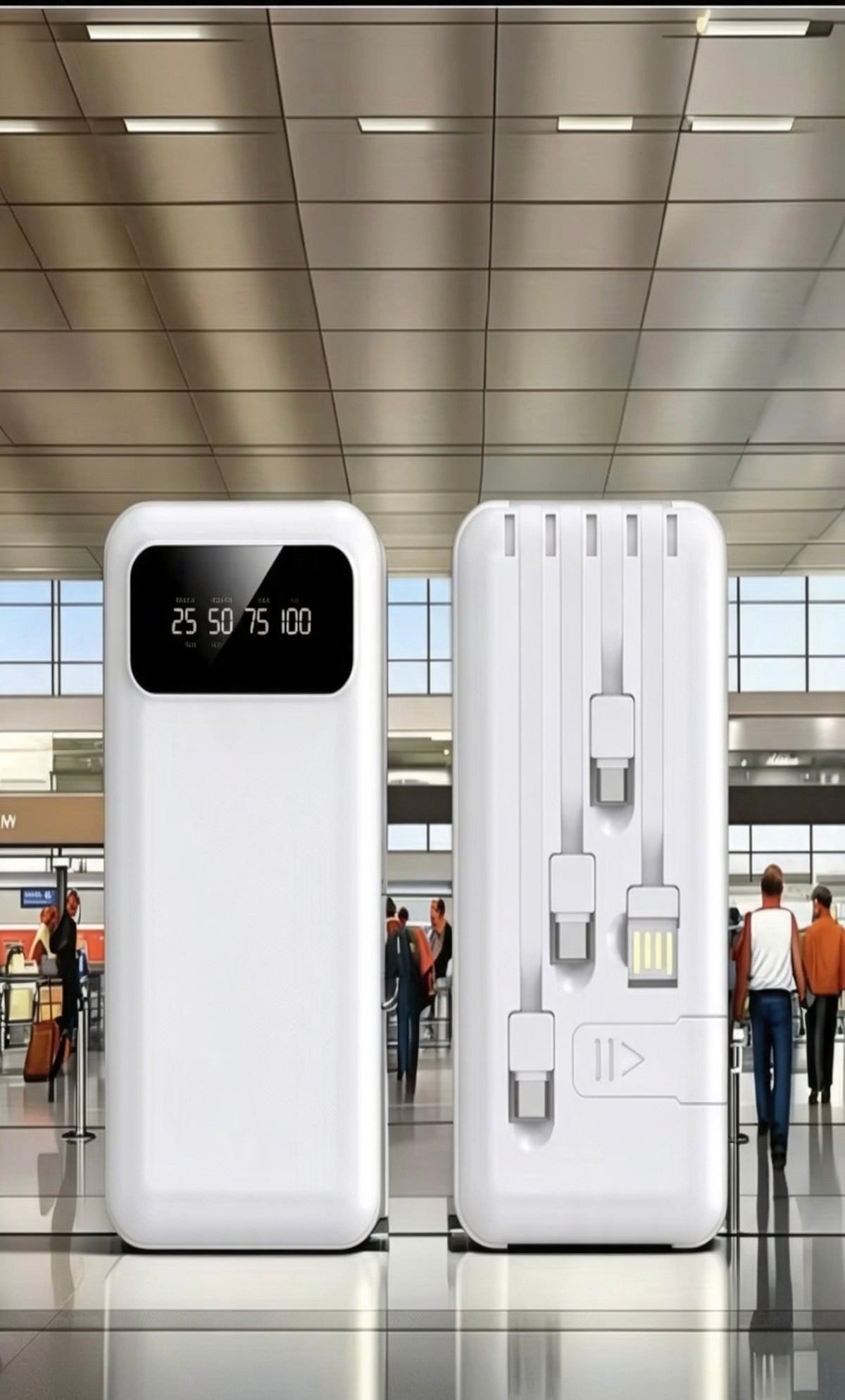 Mini Batterie Externe Fast-Charge – Pawer Bank Tout-en-Un avec Câbles Intégrés