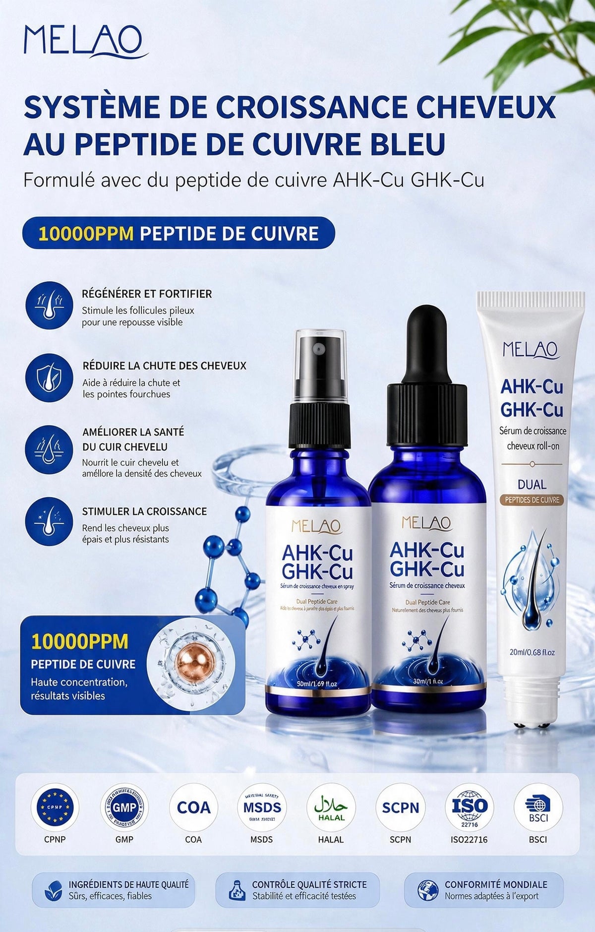 Sérum Capillaire Premium AHK-Cu & GHK-Cu – 30 ml