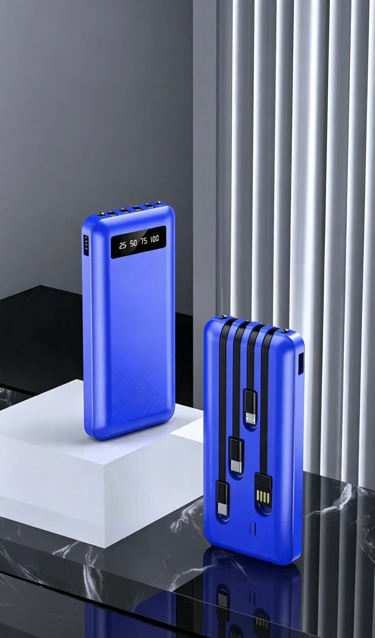 Mini Batterie Externe Fast-Charge – Pawer Bank Tout-en-Un avec Câbles Intégrés