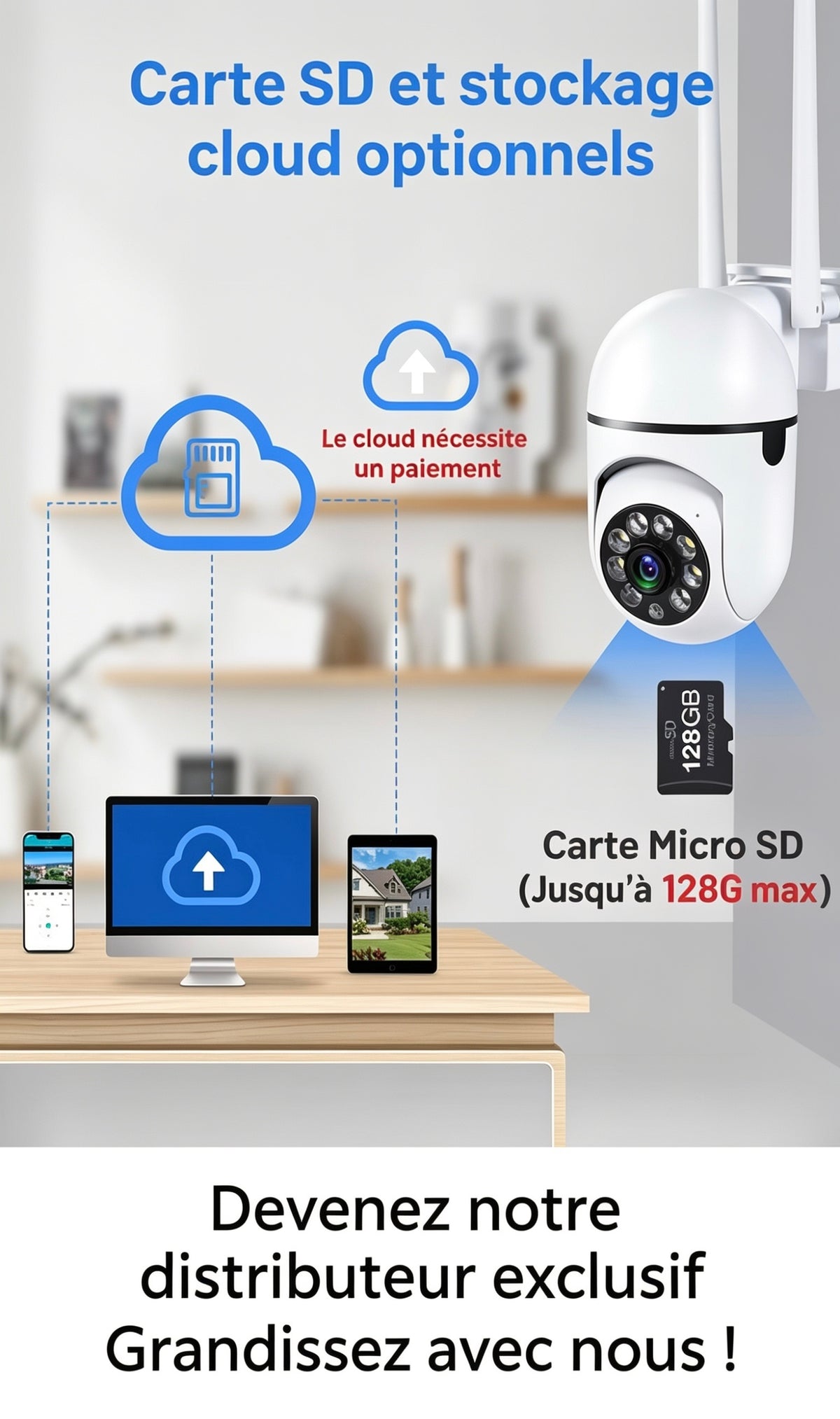 Caméra de Surveillance 360° WiFi – Vision Nocturne & Alarme Intelligente.