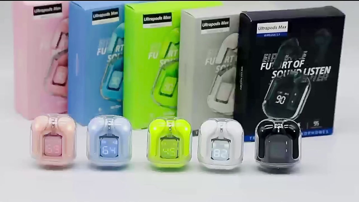 Air31 Transparent LED – Écouteurs Bluetooth Sans Fil Premium | Son HD & Écran LED